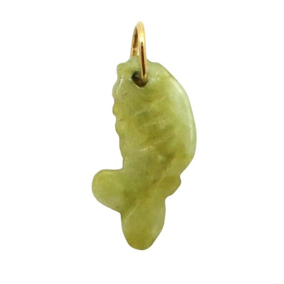Vintage 18K Yellow Gold Little Jade Fish Good Luck Charm - Picture 7 of 7